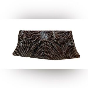 Lauren Merkin Textured Brown and Gold Clutch
